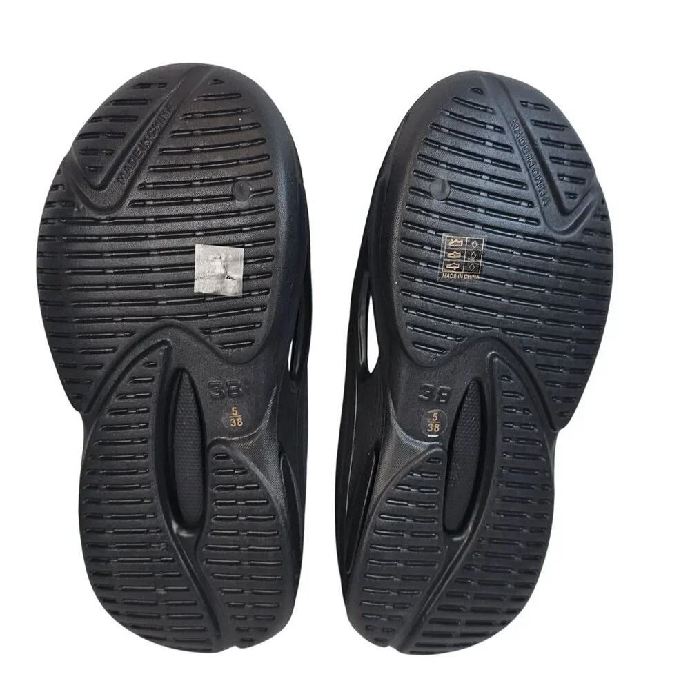 Pretty Little Things Womens US 7‎ Black Cut Out Rubber Ribbed Sole Slide Shoes